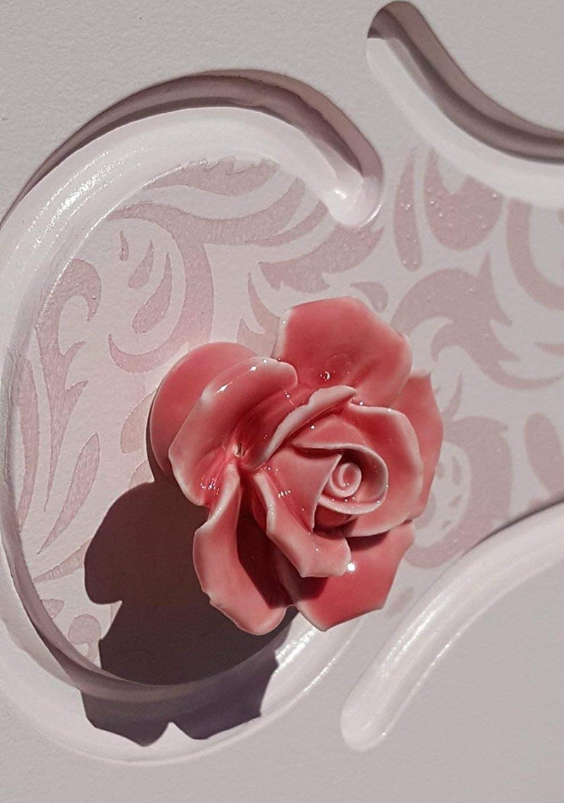 DLD Knobs, 8Pcs Elegant Pink Rose Pulls Flower Ceramic Cabinet Knobs Cupboard Drawer Pull Handles + Scre. - Image 3